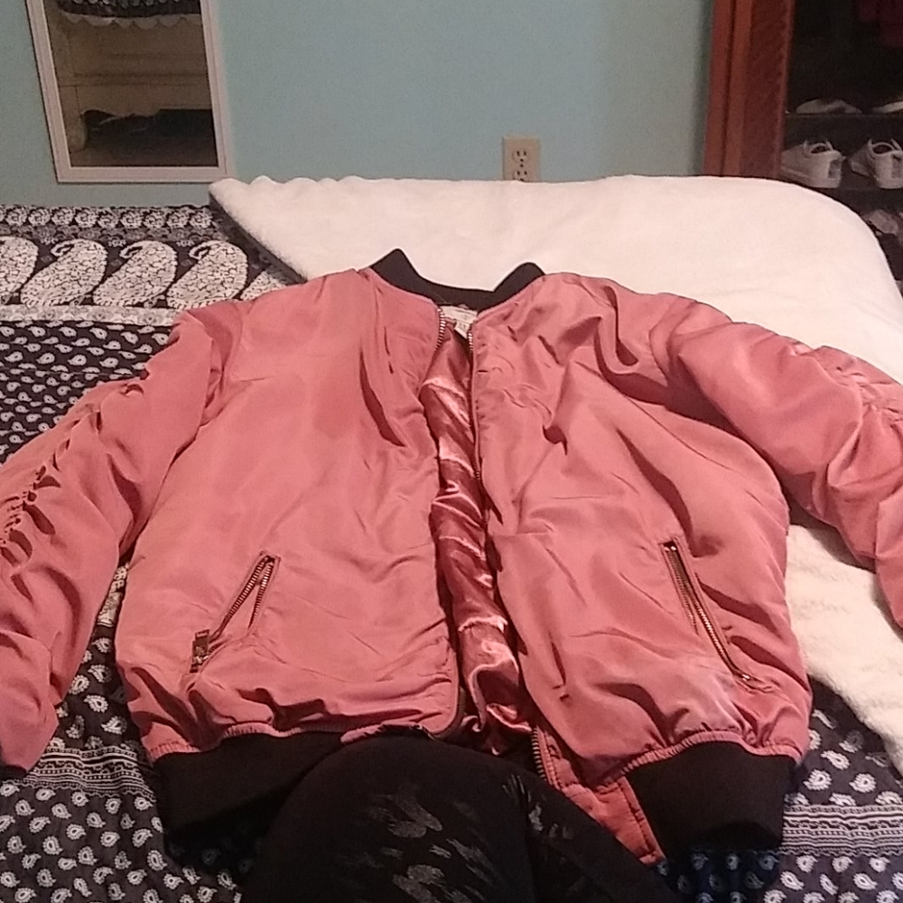 F21 rose gold Bomber Jacket
